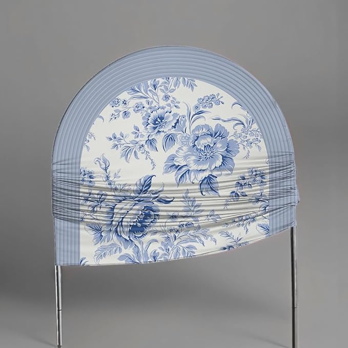 Blue and White Floral Arch Backdrop Cover Vintage Peony Arch Stand Spandex Cover Elegant Toile de Jouy Wedding Baby Shower Birthday Party Decoration French Country Style Background (G4229,7.2FT)