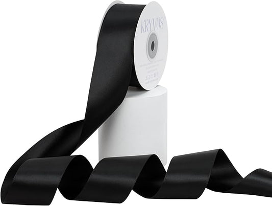 Black Satin Ribbon, Double Faced 1-1/2 Inch X 25 Yards Black Ribbon, Premium Satin Ribbon for Gift Wrapping, Crafts, Hair Bow Making, Sewing, Flower Bouquet, Wedding Party Decor