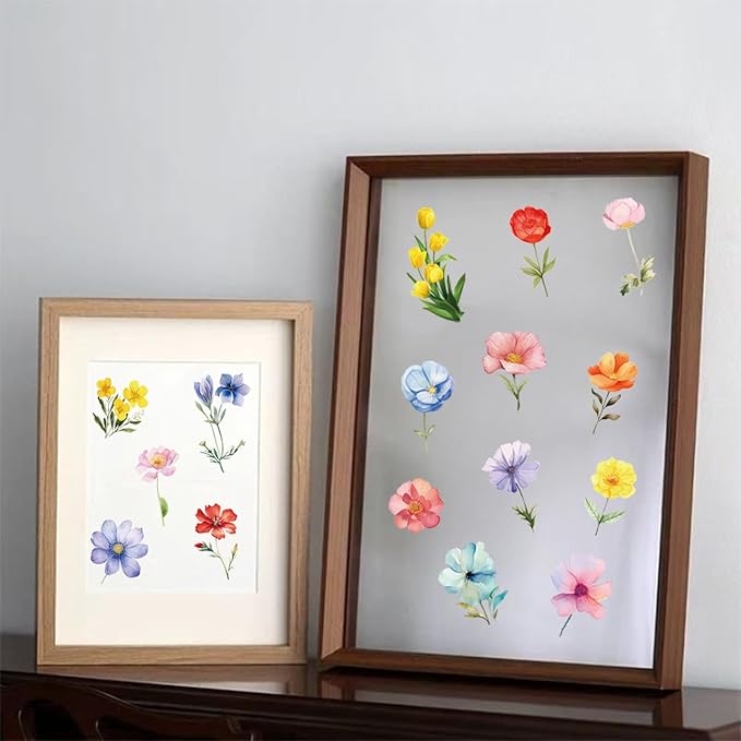 600Pcs Natural Flower Stickers,Self-Adhesive PVC Vintage Flower Stickers for Scrapbook,Laptop,Journal,DIY Project