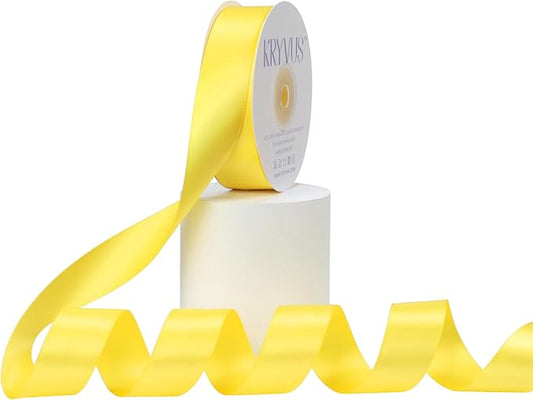 Daffodil Yellow Satin Ribbon, Double Faced 1 Inch X 25 Yards Daffodil Ribbon, Premium Satin Ribbon for Gift Wrapping, Crafts, Hair Bow Making, Sewing, Flower Bouquet, Wedding Party Decor