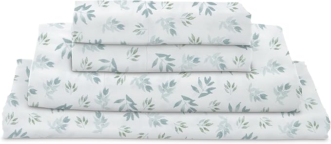 MyPillow Giza Dreams Bed Sheets, 100% Certified Giza Egyptian Cotton, Deep Pocket, Sateen Weave [Twin XL, Blue Green Floral]