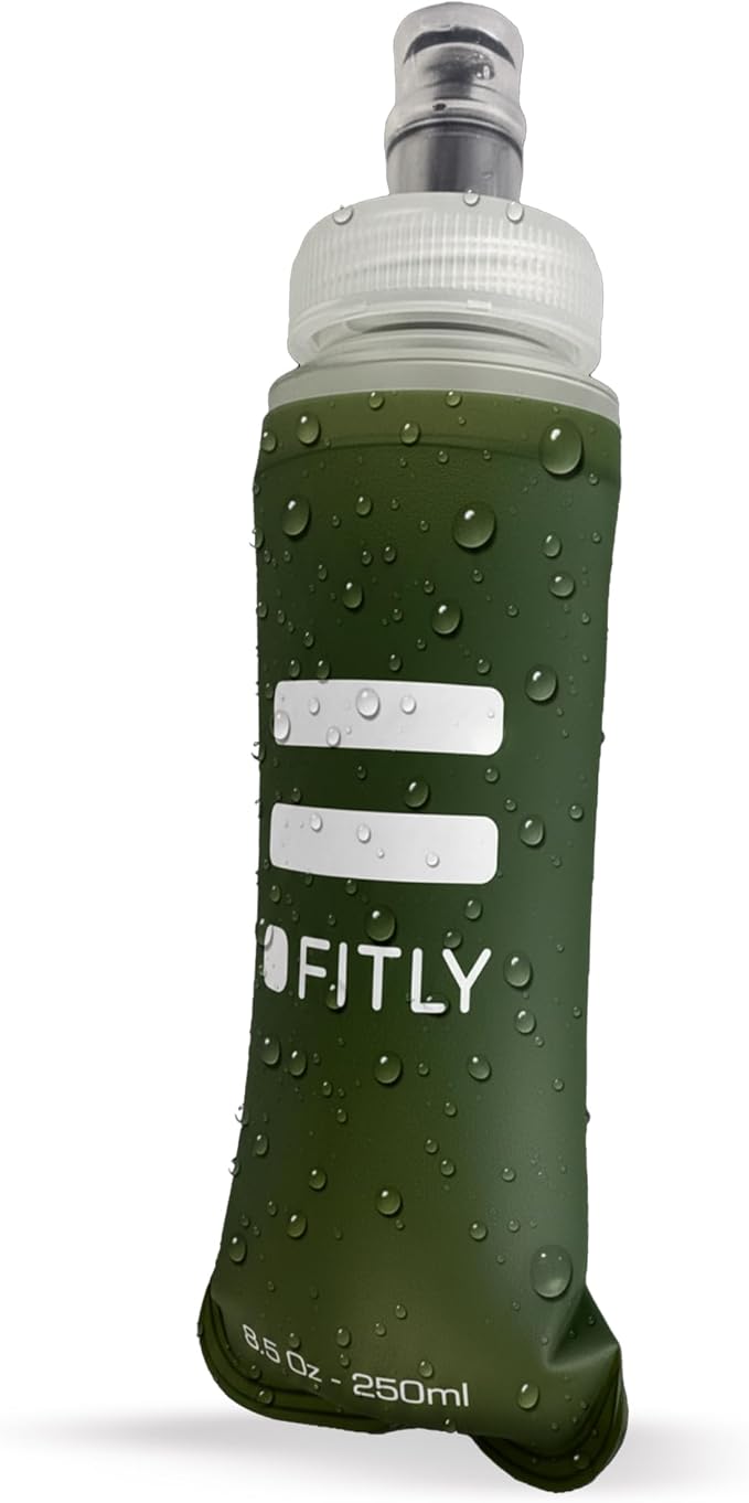 FITLY Soft Flask - Shrink As You Drink Soft Water Bottle for Hydration Pack - Folding Water Bottle Ideal for Running, Hiking, Cycling, Climbing & Rigorous Activity