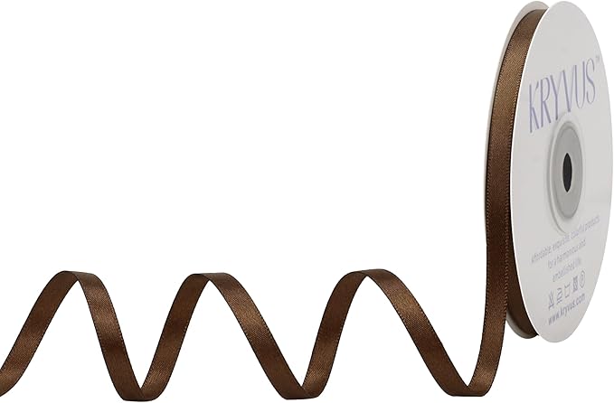 Brown Satin Ribbon, Double Faced 1/4 Inch X 25 Yards Brown Ribbon, Premium Satin Ribbon for Gift Wrapping, Crafts, Hair Bow Making, Sewing, Flower Bouquet, Wedding Party Decor