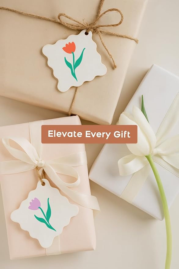 50 Floral Thank You Gift Tags with String Attached, Small Thank You for Celebrating with Us Gift Bag Tags for Presents and Personalized Party Favors - Baby Shower, Wedding, Bridal Shower, Birthday