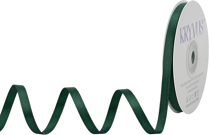 Hunter Green Satin Ribbon, Double Faced 1/4 Inch X 25 Yards Hunter Green Ribbon, Premium Satin Ribbon for Gift Wrapping, Crafts, Hair Bow Making, Sewing, Flower Bouquet, Wedding Party Decor