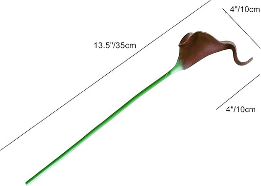 Mandy's PU Brown Calla Lily Artificial Flowers 20 Stems 13.5in Faux Realistic Centerpiece for Thanksgiving and Christmas Decorations DIY Bridal Bouquet Home Décor