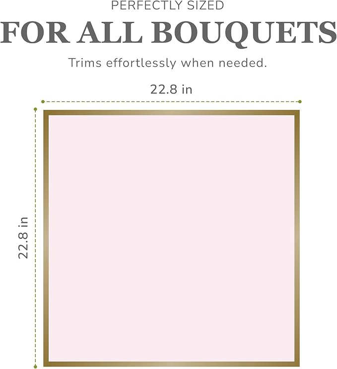 the florist Supply 20 Sheets Premium Flower Wrapping Paper | Waterproof Flower Wrapping Paper for Bouquets | Double Sided Floral Bouquet Sheets | DIY Gifts Borderline Pink/Gold