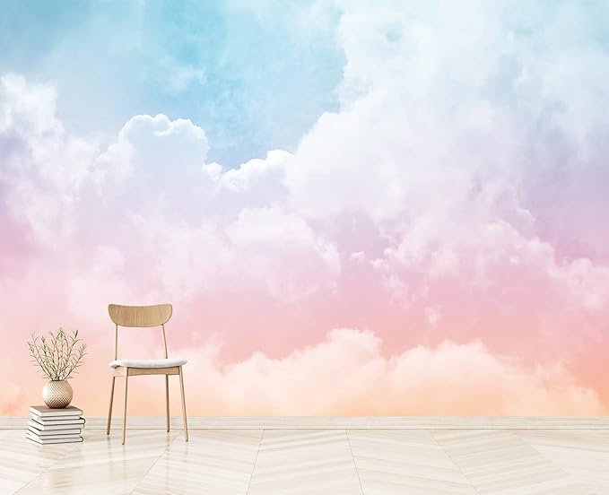 Cliouar-Wall Mural Wallpaper 3D Wallpaper Decorative Powder Cloud Bedroom Living Room Decor 103" x 69"(Not Self-Adhesive)