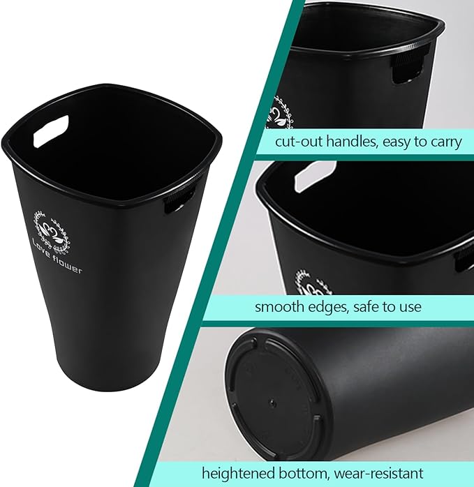Pekky 20 Inches Plastic Floral Buckets for Cut Flowers, 4 Pack Plastic Flower Bucket Vases, Black Flower Display Buckets