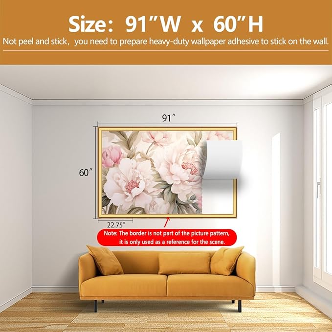Pink Floral Wallpaper Large Peony Flowers Wall Mural for Girls Room Bedroom（Not Peel and Stick）