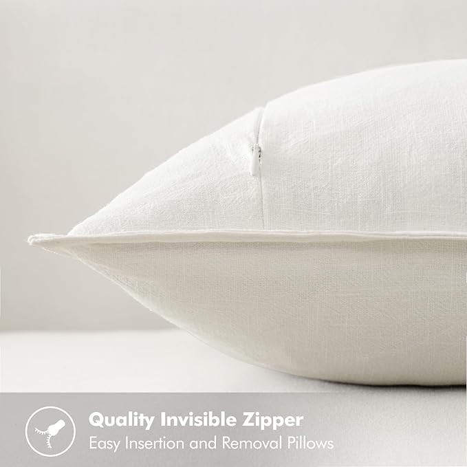MIULEE Decorative Linen Pillow Covers 20x20 Inch Cream White Boho Farmhouse Neutral Christmas Couch Throw Pillows for Bed Pack of 2 Accent Modern Pillowcase Sofa Livingroom Home Decor