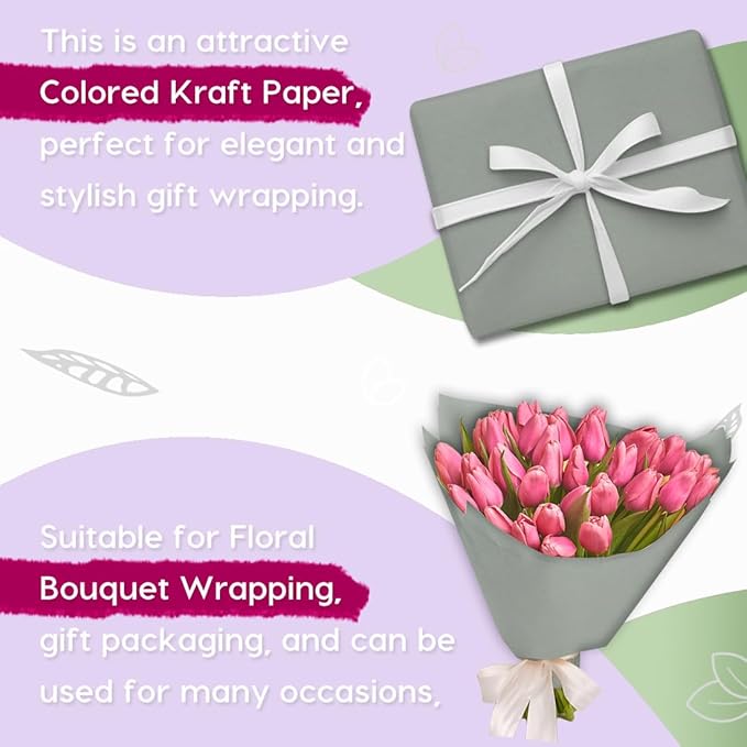 PerkHomy Light Grey Kraft Paper Roll 36" x 3,600" (300') for Gift Wrapping Bouquet Flower Art Painting Craft Writing Packaging Shipping 80GSM 55LB (Light Grey, 36" x 300')