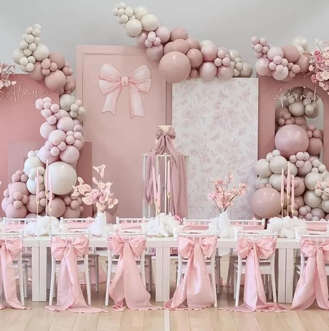 Arch Backdrop Cover Baby in Bloom Baby Shower Arch Stand Spandex Fabric Cover Blue Flowers Floral Pink Bows Girls Birthday Party Baptism Decorations (3X6ft,G-4032)
