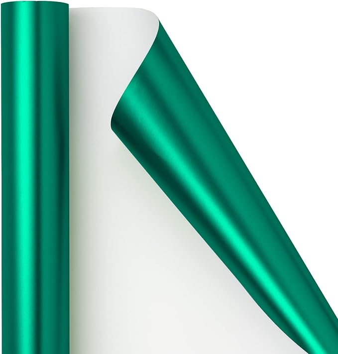 RUSPEPA Forest Green Wrapping Paper - Christmas Wrapping Paper Matte Metallic Foil Dark Green Gift Wrap Paper Roll for Wedding, Birthday, Christmas, Baby Shower, St Patrick's Day Gifts - 17 Inches X 32.8 Feet