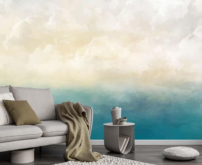 Abstract Wallpaper Ocean Landscape Sky Clouds and Stormy Sea Wall Mural for Bedroom Living Room(Not Self-Adhesive)