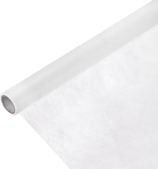M METERXITY Korean Cotton Floral Wrapping Paper 1Roll [White] - 9m x 58cm (29.5ft x 23in), Translucent & Waterproof Flexible for Bouquets, Gift Packaging, Wedding, Florist Use