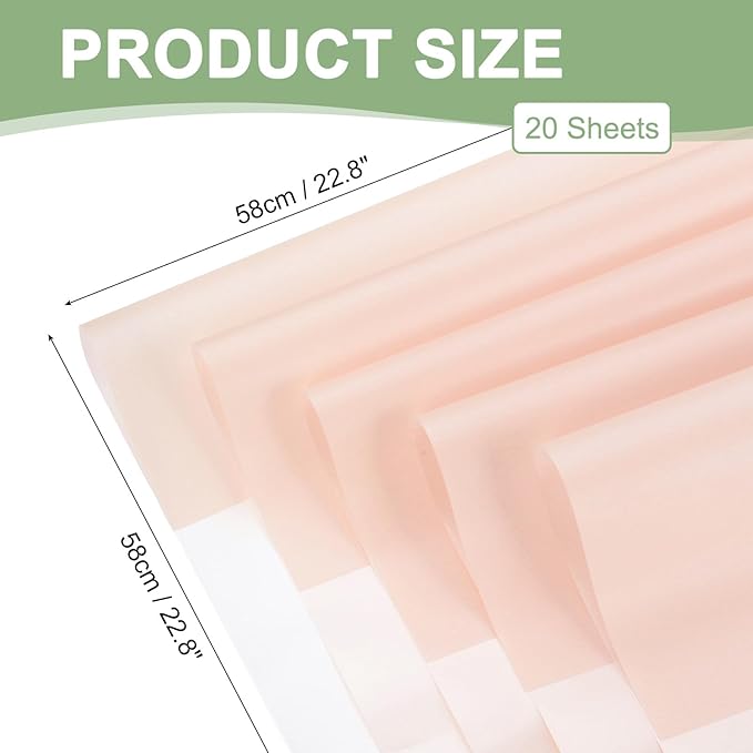 PATIKIL 22.8 x 22.8 Inch Flower Wrapping Paper, 20 Pcs Iridescent Double Sided Florist Bouquet Packaging Waterproof Florist Supplies DIY Crafts Gift Packaging Gift Box Wedding, Pink
