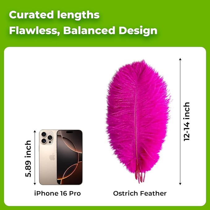 Piokio 20 pcs Fuchsia Ostrich Feather 12-14 inch(30-35 cm) Bulk for Wedding Party Centerpieces and DIY Clothes Decoration, Gatsby Decorations
