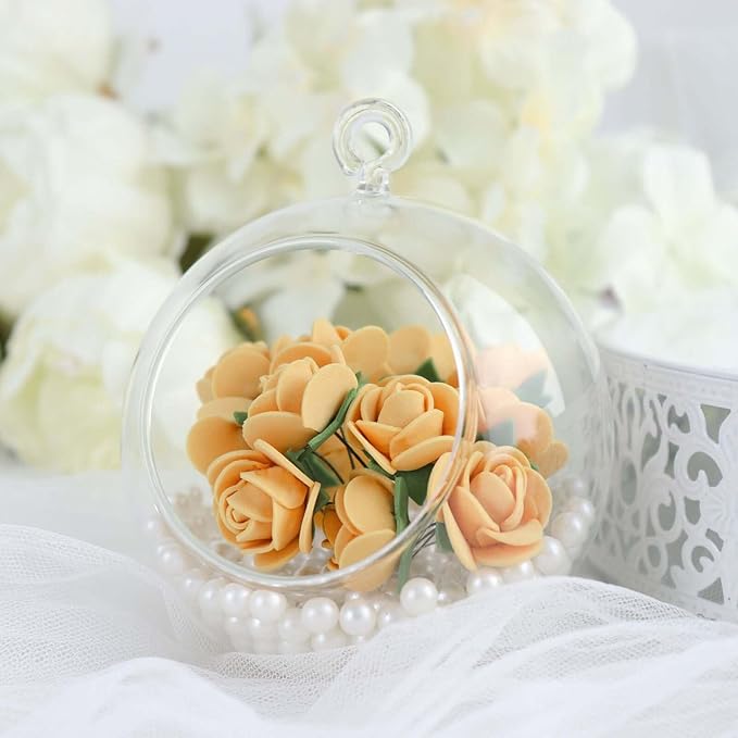 Efavormart 48 Roses | 4" Tall Gold Real Touch Artificial DIY Foam Rose Flowers with Stem, Craft Rose Buds