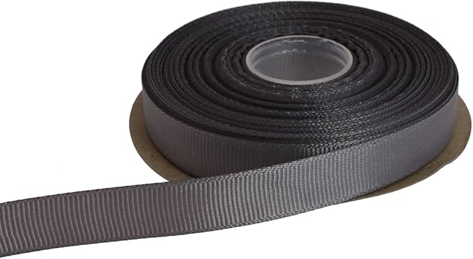 Solid Grosgrain Ribbon 25 Yard Each Roll 100% Polyester Woven Edge (1/2", Gray)