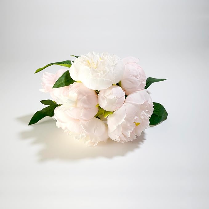 Peonies Artificial Flowers, Silk Pink Peony 2 Bouquets for Wedding, Faux Peony Flowers, Real Touch Peonies,Silk Flower Bouquet Peony Gift Box (Light Pink)