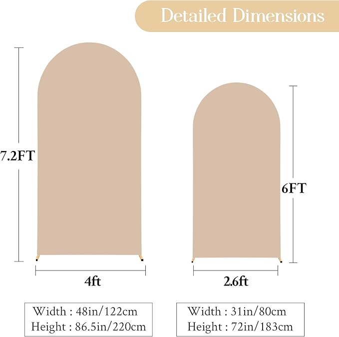 Nude Arch Backdrop Cover Set of 2 Birthday Party Arch Covers 7.2 and 6ft Wedding Arch Cover Stretchy Backdrop Bridal Baby Shower Birthday Arch Covers Spandex