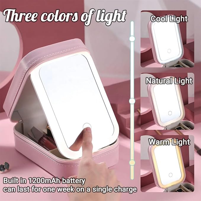 Wrappiness Girls & Women Lovely Makeup Box With LED Mirror - Personalized Jewelry Box Organizer Portable Ideal for Travel, Gift for Daughters Sisters Friends (Birth Month Flower, Toddler Girls)