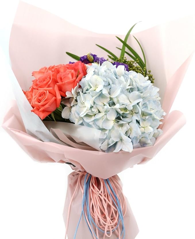 BBJ WRAPS Korean Style Flower Wrapping Paper Floral Bouquet Gift Packaging Supplies Multi Colors 20 Counts (Pale Blue)
