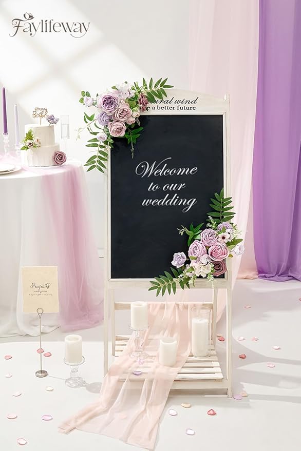 Artificial Flowers, Light Purple Flowers for DIY Wedding Bridal Bouquets, Fake Cake Flowers for Centerpieces,Baby Shower, Table Arrangement, Home Party Decorations