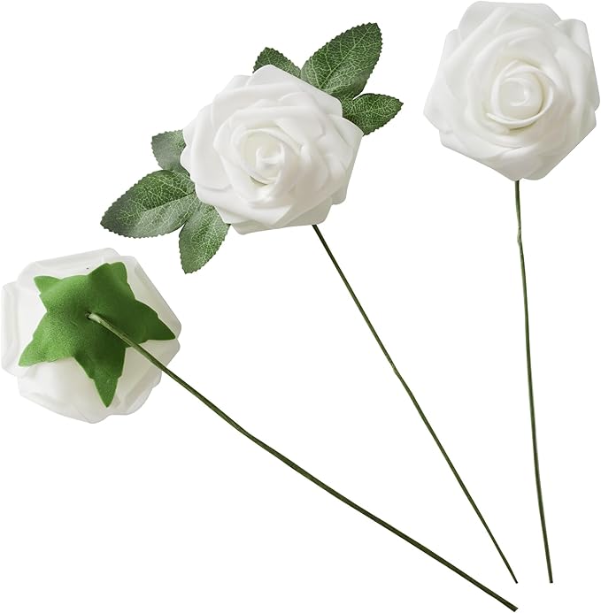 25pcs Artificial Flower Foam Rose Real Touch Roses Flower Heads with Stem for DIY Wedding Bouquets Centerpieces Arrangements Party Baby Shower Home Decor (Shades of Dusty Rose)