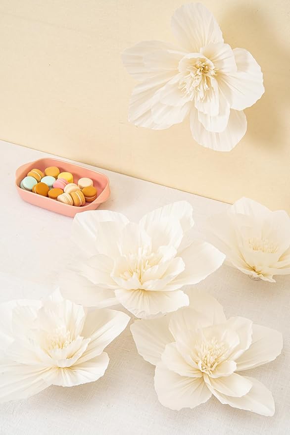 5 Pcs 3D Paper Flower Decoration for Party, Wedding Decoration, Background Wall, Nursery Room Decoration, Bridal Shower, Baby Shower