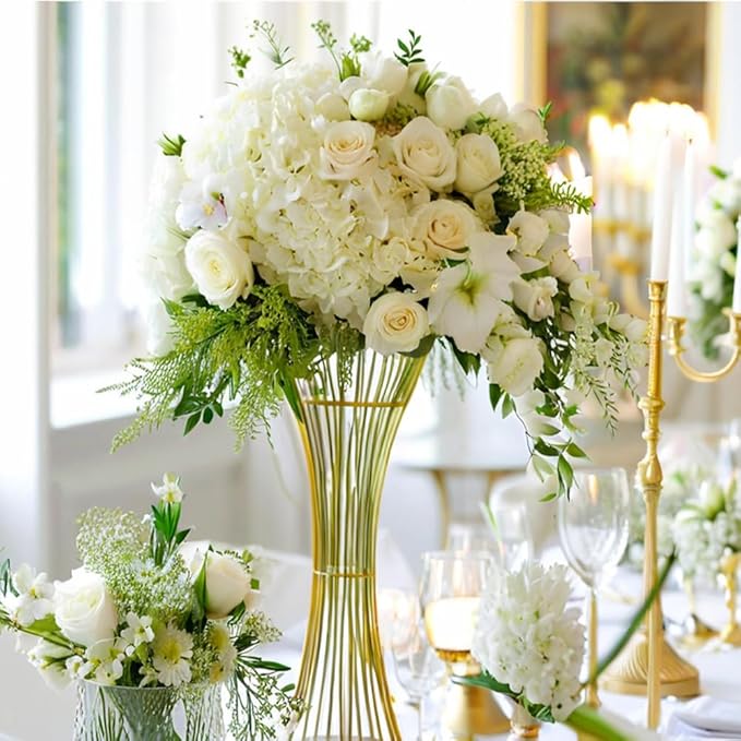 12pcs Artificial Roses Single Stem Fake Silk Flower Arrangement Bridal Bouquet Real Touch for Home Party Wedding Decoration Without Vase (White)