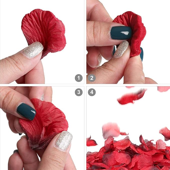LZXD 1000 Pieces White Artificial Silk Rose Petals Flower Decoration Wedding Party Color White