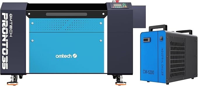 OMTech Pronto 35 90W CO2 Laser Engraver Cutter with Water Chiller, 28"x20" Autofocus Engraving Machine with Air Assist & 2-Way Pass-Through, Laser Cutter for Wood Acrylic Leather Glass
