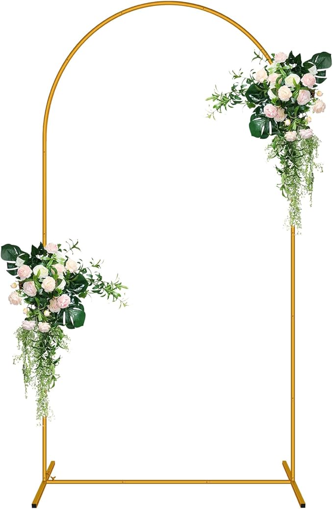 5 FT Arch Backdrop Stand, Metal Background Balloon Arch Stand, Baby Shower Backdrop Arch, Gold Arches for Party Decoration