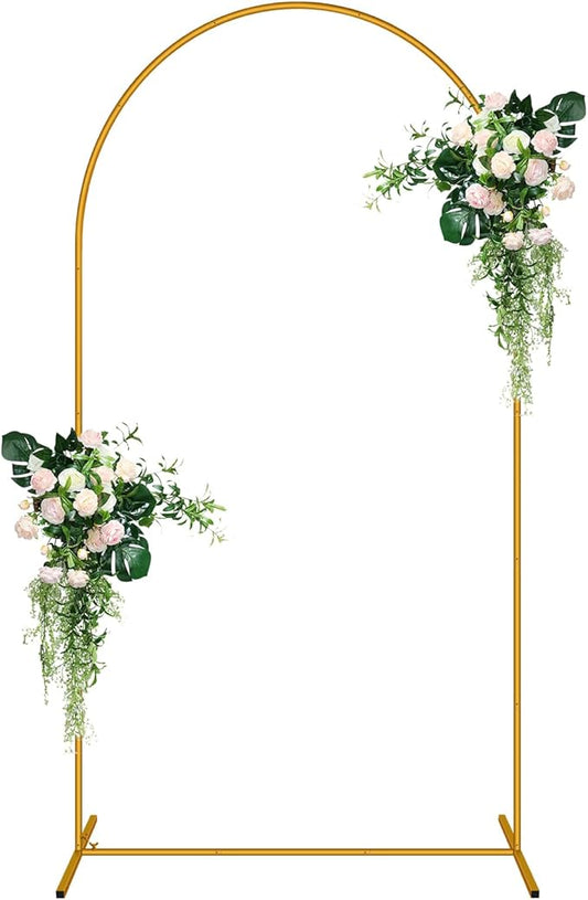 5 FT Arch Backdrop Stand, Metal Background Balloon Arch Stand, Baby Shower Backdrop Arch, Gold Arches for Party Decoration