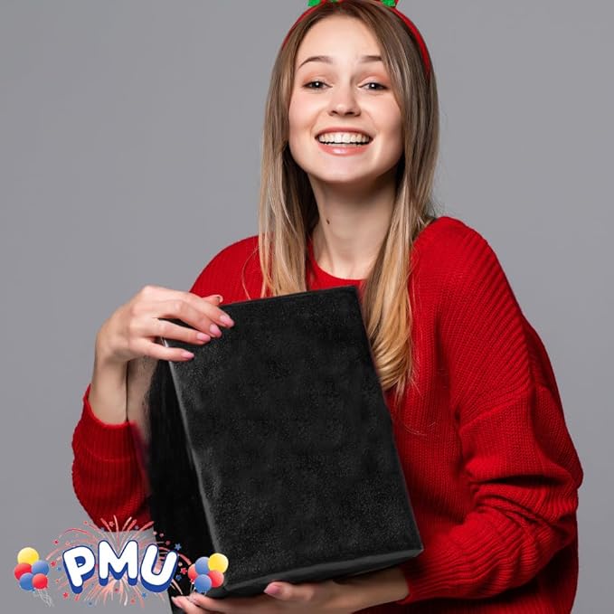 PMU Gift Wrap Mylar Roll Metallic Black 2-sided, 48 Inches X 100 Ft Roll 1.4 Mil Highly Reflective Mylar Film, Great for Gifts, Birthdays, Christmas, Baskets, Arts & Crafts