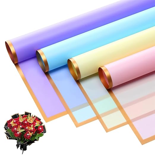 Woohome 106 PCS Flower Wrapping Paper Bouquet Wrapping Paper Sheets Waterproof Floral Wrapping Paper with Diamond Pins Ribbons Wishes Cards, DIY Floral Paper for Flower Shop