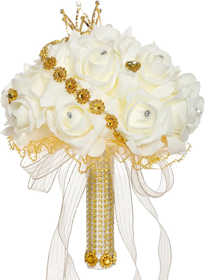 Ochine Bride & Bridesmaid Bouquets - Silk Hand Holding Flower Bouquet for Wedding & Valentine's Day Decor