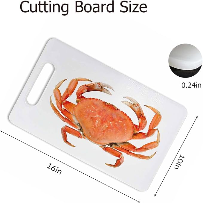 Crab Cutting Board with Handles Red Cooked Whole Land Crab Cutting Boards Plastic Safe Chopping Board for Kitchen 16" x 10" x 0.24"