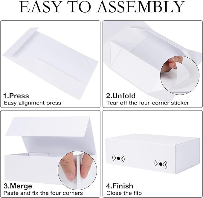 White Christmas Gift Box with Magnetic Lids 13.8x8.3x4.4 in, Large Bridesmaid Groomsman Proposal Boxes, Rectangle Storage Box 1 Pack