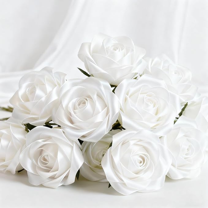 1-1/2" x 25 Yards Satin Ribbon, White Silk Ribbon Ideal for Gift Wrapping, Floral Bouquets, Crafts, Wedding Party Decorations, Christmas and Sewing Projects