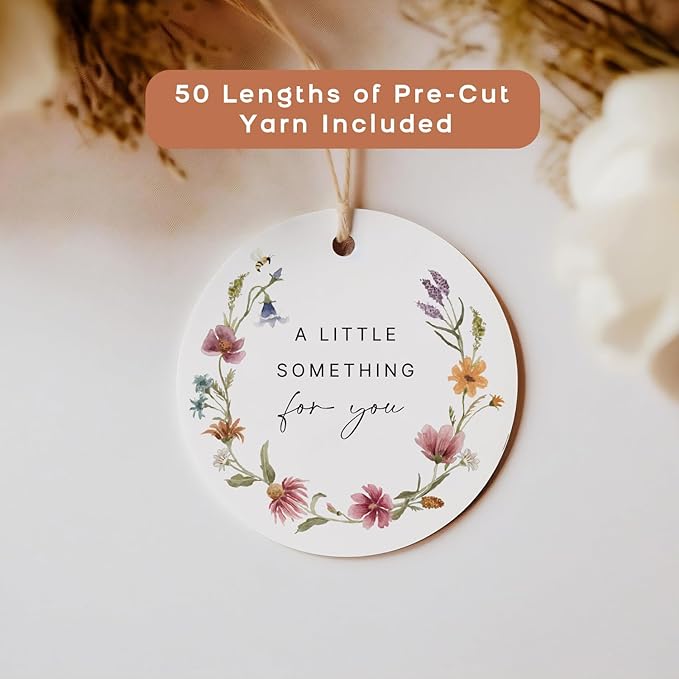 50 Floral Thank You Gift Tags with String Attached, Small Thank You for Celebrating with Us Gift Bag Tags for Presents and Personalized Party Favors - Baby Shower, Wedding, Bridal Shower, Birthday