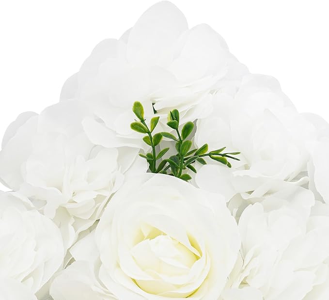 DouSeiAi 12Pcs Artificial Flower Wall Panel 3D Floral Backdrop Walls 15" X 15" Flower Wall Decor Flower Backdrop Faux Flowers Panel for Wedding Party Home Decoration, White
