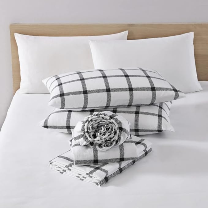 Eddie Bauer - Queen Sheets, Cotton Flannel Bedding Set, Brushed For Extra Softness, Cozy Home Decor (Bunkhouse Plaid, Queen)