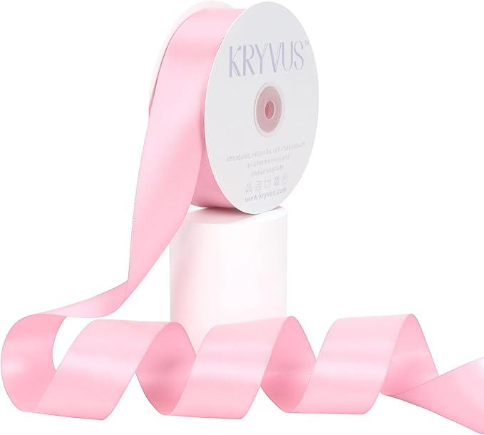 Pink Satin Ribbon, Double Faced 1-1/2 Inch X 50 Yards Pink Ribbon, Premium Satin Ribbon for Gift Wrapping, Crafts, Hair Bow Making, Sewing, Flower Bouquet, Wedding Party Decor