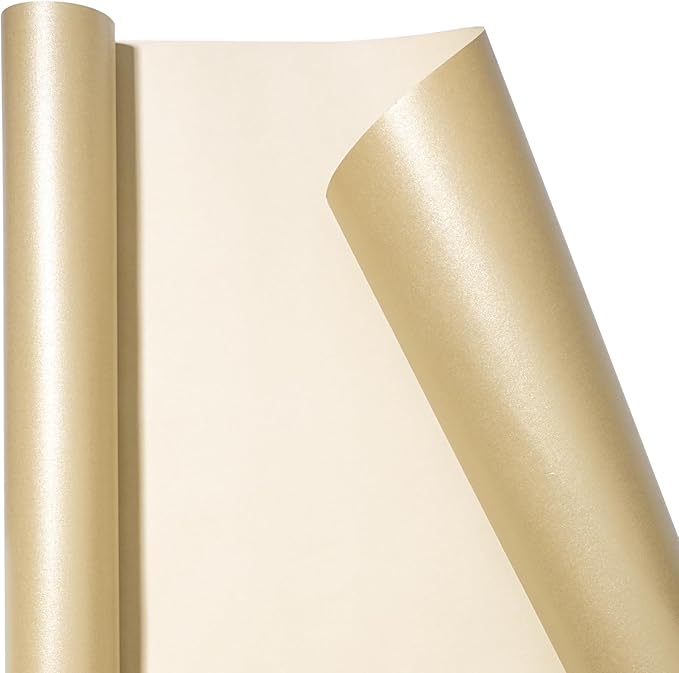 LaRibbons Gold Wrapping Paper, Mini Roll-17 Inch x 33 Feet, Christmas Gift Wrap Paper Rolls, Perfect for Holiday, Wedding, Valentine's Day, Birthday Presents