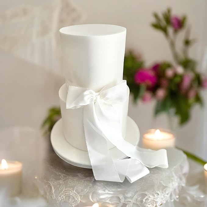 KINGLAKE White Satin Ribbon 1 1/2 inch x 50 Yards - Polyester Silk Hair Ribbons, Fabric Thick White Ribbon for Floral Bouquets, Craft Bow, Gift Wrapping, Wedding, Valentines Day, Baby Shower