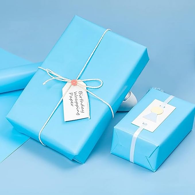 Vanhench 36" x 2520" (210') Sky Blue Wrapping Paper, Art Construction Paper for Birthday, Bouquet Flower Crafts Packing, Fathers Day for Men & Poster Bulletin Board