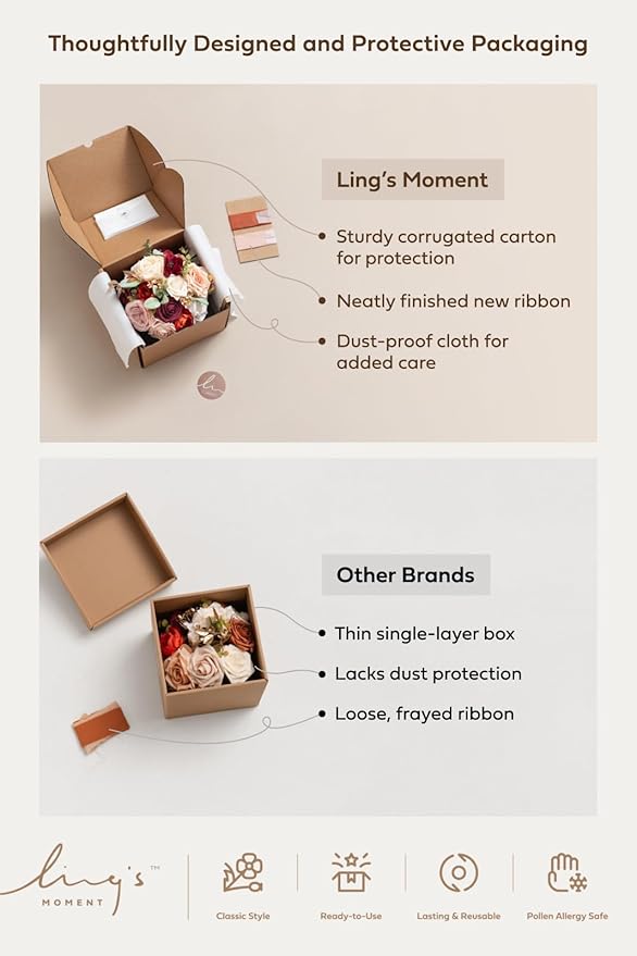 Ling's moment Artificial Flowers Dusty Blue Bridesmaid Bouquet Set of 6, Blue & White Wedding Flowers Bouquets for Bridesmaids, 7 Inch Bridal Bouquets for Bridesmaids